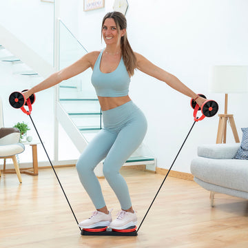 Abdominal Roller with Rotating Discs, Elastic Bands and Exercise Guide Twabanarm InnovaGoods