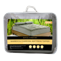 Royal Comfort Charcoal Bamboo Blend Topper 800GSM 45cm Skirt Luxury Bedding - Queen - Charcoal