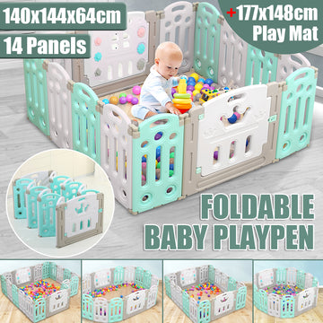 14 Panels Foldable Baby Playpen With Playmat Safety Gate Fence Child Play Pen Room Kids