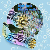 Automatic Gatling Bubble Gun Summer Soap Water Bubble Machine With Light Kid Toy