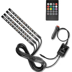 4X 12V 12LED RGB Car Interior LED Strip Lights Wireless APP Remote Control Music