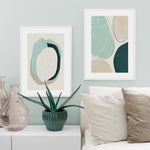 60cmx90cm Abstract Green Circle 2 Sets White Frame Canvas Wall Art