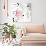 60cmx60cm Abstract Pink Grey 2 Sets White Frame Canvas Wall Art