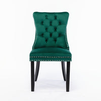 2x Velvet Dining Chairs- Green