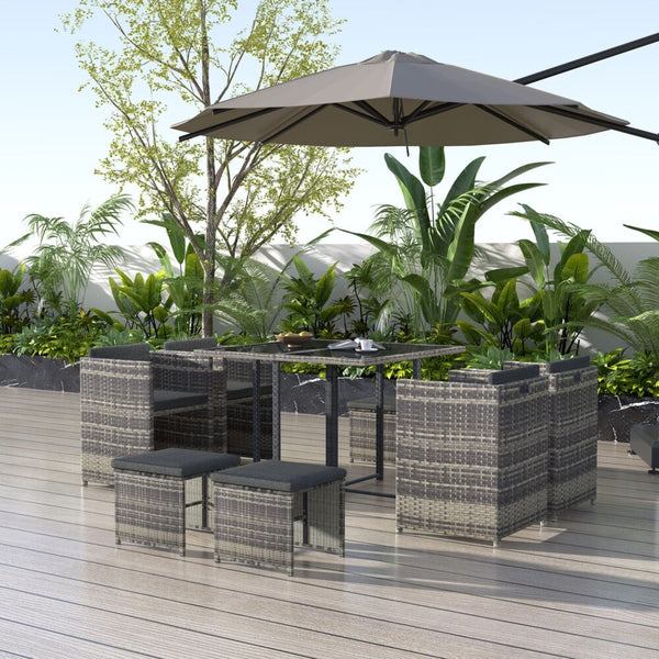 Horrocks 8 Seater Outdoor Dining Set-Grey