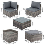 Large Modular Outdoor Ottoman Lounge Set in Grey