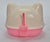 Medium Hooded Cat Toilet Litter Box Tray House With Scoop Pink