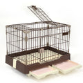 Large Brown Pet Dog Cage Cat Rabbit  Crate Kennel With Potty Pad And Wheel