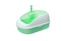 Medium Portable Cat Toilet Litter Box Tray with Scoop Green