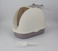 Portable Hooded Cat Toilet Litter Box Tray House with Handle and Scoop White