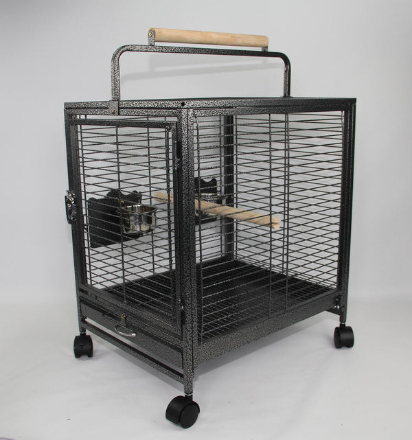 Small Bird Transport Budgie Cage Parrot Aviary Carrier With Wheel