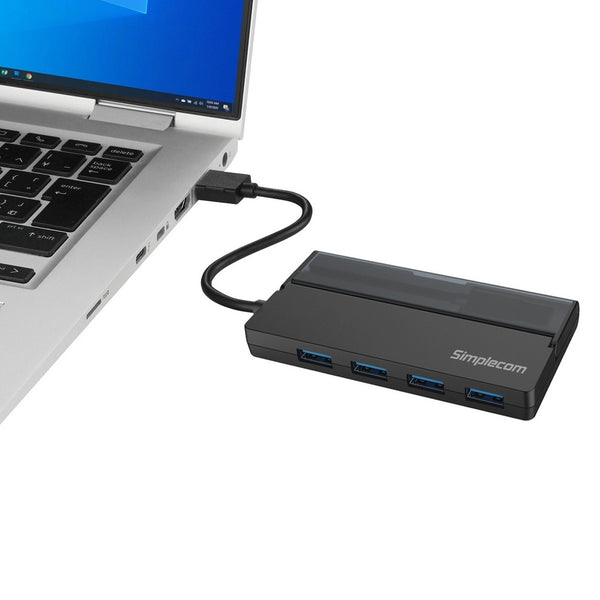 Simplecom CH329 Portable 4 Port USB 3.2 Gen1 (USB 3.0) 5Gbps Hub with Cable Storage