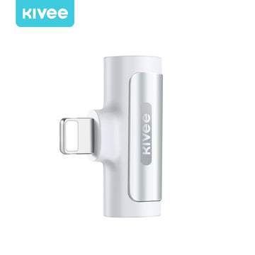 KIVEE AD10 iPhone 8-pin to 3.5mm Audio + Charging Adapter White