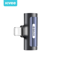 KIVEE AD11 iPhone 8-pin to iPhone 8-pin Audio + Charging + Phone Call Adapter Black