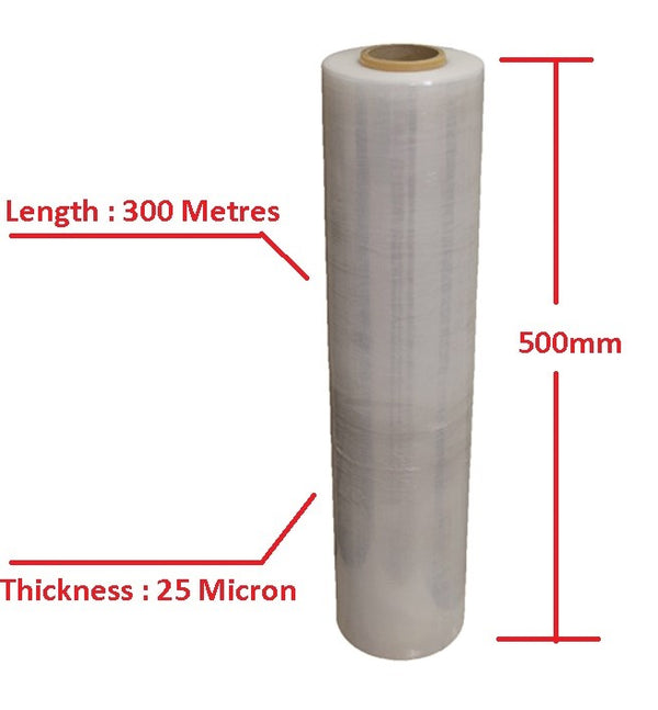 4 Packs - Moofer Premium Pallet Stretch Wrap 500mm x 300m x 25um Clear