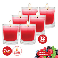 Perfect Scent 12PCE Wild Berries Scented Fragrant Candles In Glass Holder 7cm