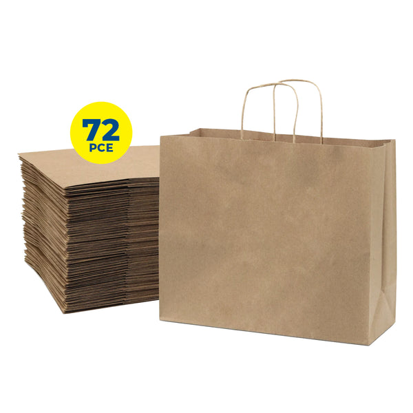 Party Central 72PCE Gift/Craft Paper Bags Horizontal Brown Reusable 25 x 33cm