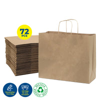 Party Central 72PCE Gift/Craft Paper Bags Horizontal Brown Reusable 25 x 33cm