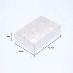 10 Pack of White Card Chocolate Sweet Soap Product Reatail Gift Box - 6 Bay Compartments - Clear Slide On Lid - 12x8x3cm