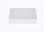 10 Pack of 8cm Square Wedding Invitation Coaster Favor Function product Presentation Cookie Biscuit Patisserie Gift Box - 2cm deep - White Card with Clear Slide On PVC Lid