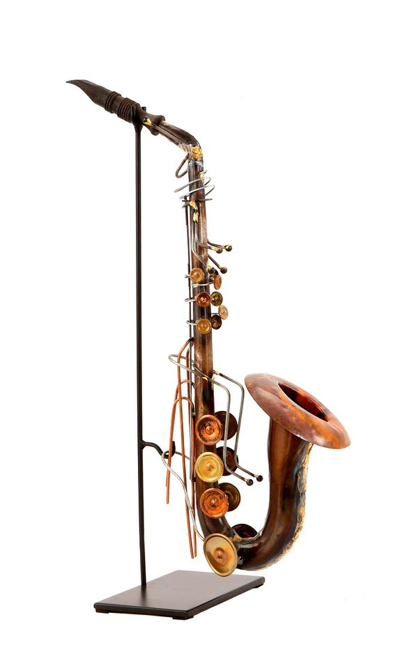 Saxophone Statue Display Ornament for Home Decor in Copper Finish