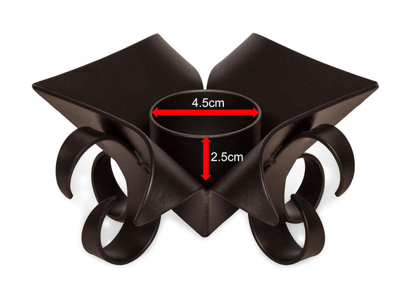 Decorative Black Metal Lotus Tea Light Candle Holders in Set of 2