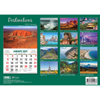 Destinations – 2023 Rectangle Wall Calendar 16 Months Planner New Year Gift