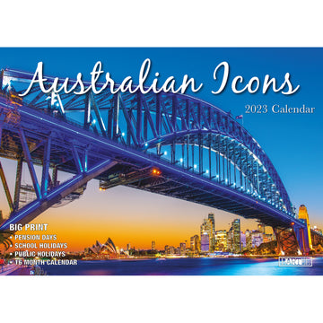 Australian Icons – 2023 Rectangle Wall Calendar 16 Months Planner New Year Gift