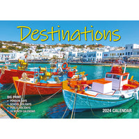 Destinations - 2024 Rectangle Wall Calendar 16 Months Planner Travel Photos Gift