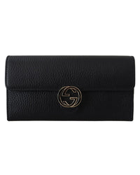 Gucci Wallet with Interlocking GG Snap in Grainy Leather One Size Women