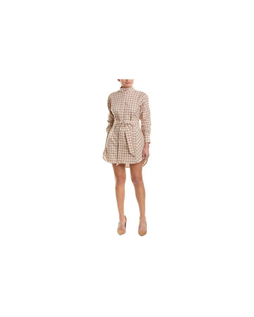 Iconic Check Cotton Shirt Dress with Long Sleeves and Belt 44 IT Women