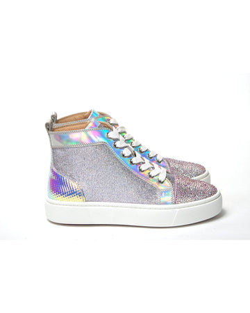 Embellished Leather High Top Sneakers with Swarovski Crystals 35 EU Women