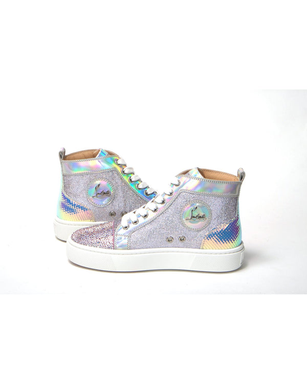 Embellished Leather High Top Sneakers with Swarovski Crystals 35 EU Women