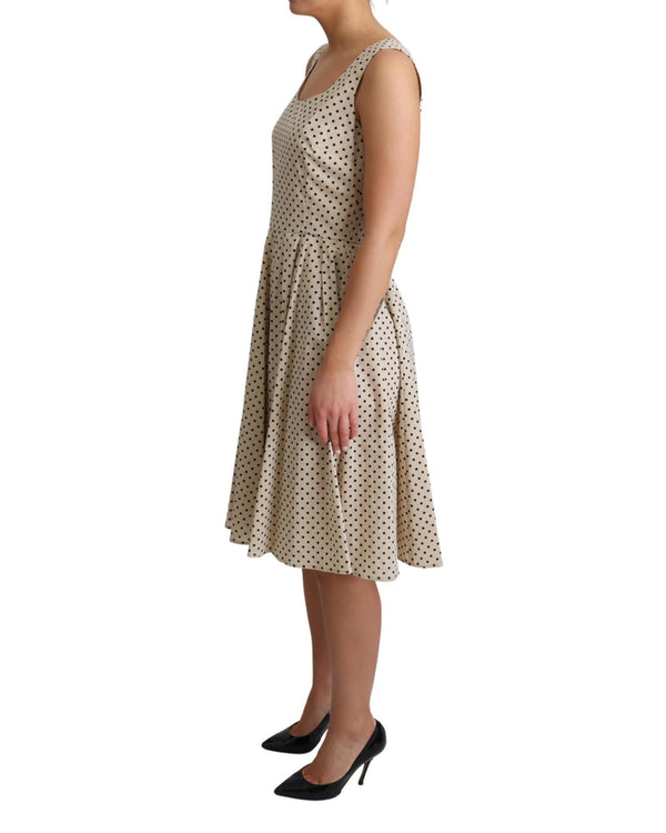 Sleeveless A-line Dress with Polka Dot Pattern 40 IT Women