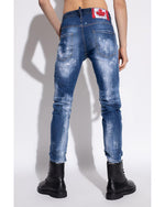 Skater&quot; Distressed Jeans with Paint Splatter Effect and Patch 48 IT Men