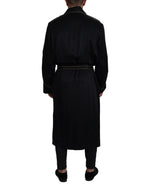 Silk Long Coat Robe with Shawl Lapels and Belt 50 IT Men