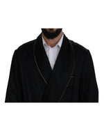 Silk Long Coat Robe with Shawl Lapels and Belt 50 IT Men