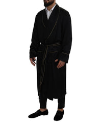 Silk Long Coat Robe with Shawl Lapels and Belt 50 IT Men