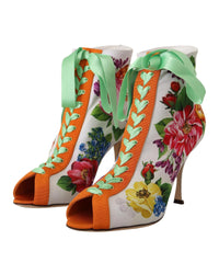 Floral Print Open Toe Jersey Shoes 37 EU Women