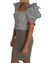 Cropped Top with Puff Sleeves and Crystal Button Embellishment 36 IT Women