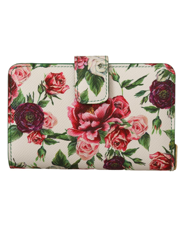 Floral Print Bifold Continental Wallet with Zipper Closure One Size Women