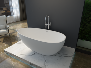 Medium Size Egg Shaped Cast stone - Solid Surface Bath 1700mm Length