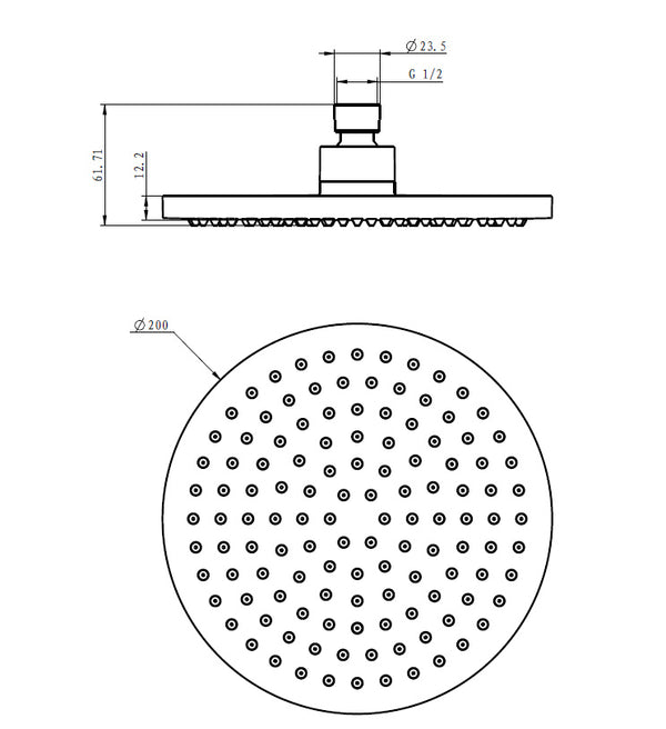 200mm Shower Head Round Chrome Showerhead