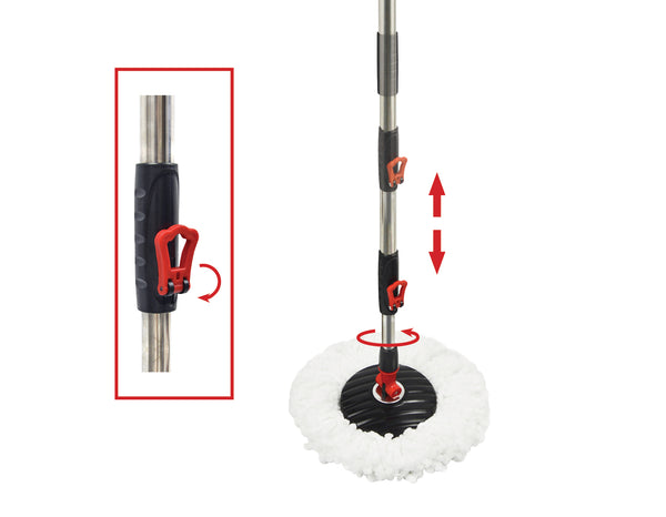 Spin Rotating Mop and Bucket Set with Wheels and 4 Microfibre Mop Heads