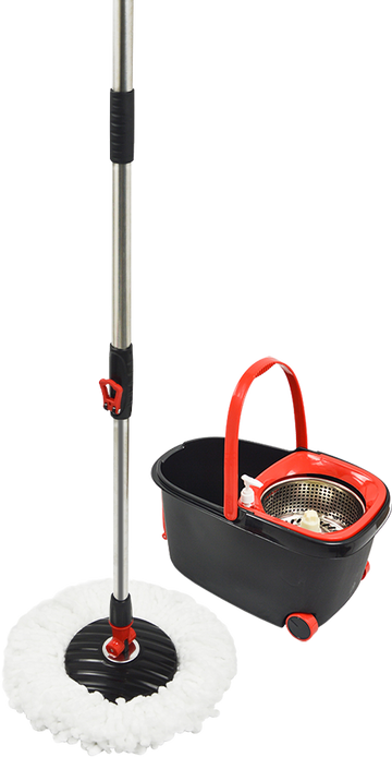 Spin Rotating Mop and Bucket Set with Wheels and 4 Microfibre Mop Heads