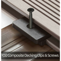 100 Composite Decking Hidden Fixing Fasteners Plastic T Clips & Black Screws