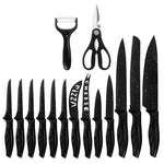 Kitchen 17 Pc Knife Set w/ Block & Sharpener Chef Bread Steak Knives