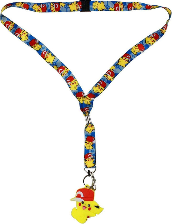 Pokemon Lanyard With Pikachu Wearing Hat Charm