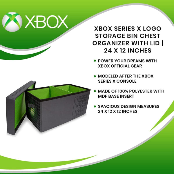 Xbox Series X Logo Storage Bin Chest Organizer with Lid | 24 x 12 Inches