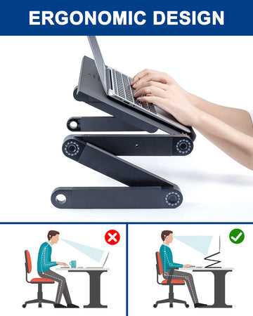 Adjustable Height Laptop Desk Laptop Stand for Bed Portable Lap Desk Foldable Table Workstation Notebook RiserErgonomic Computer Tray Reading Holder Bed Tray Standing Desk